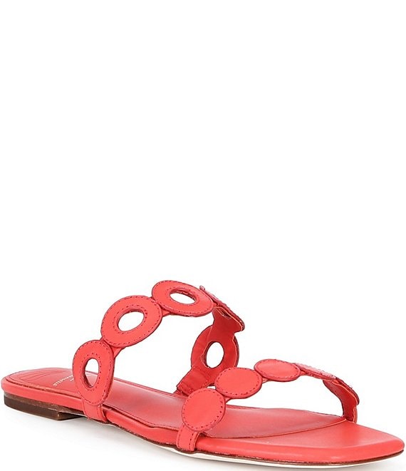 Antonio Melani x Stephanie Covington Aida Leather Double Band Disk Flat Sandals
