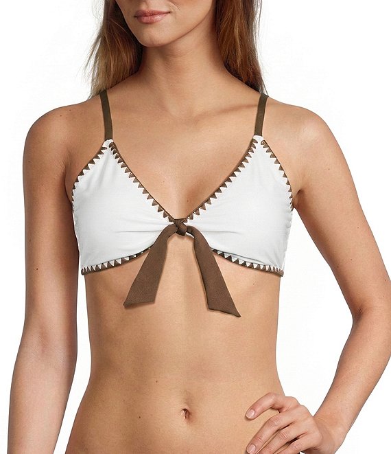 Antonio Melani x Stephanie Covington Edda Whipstitch Tie Front Detail Bralette Swim Top