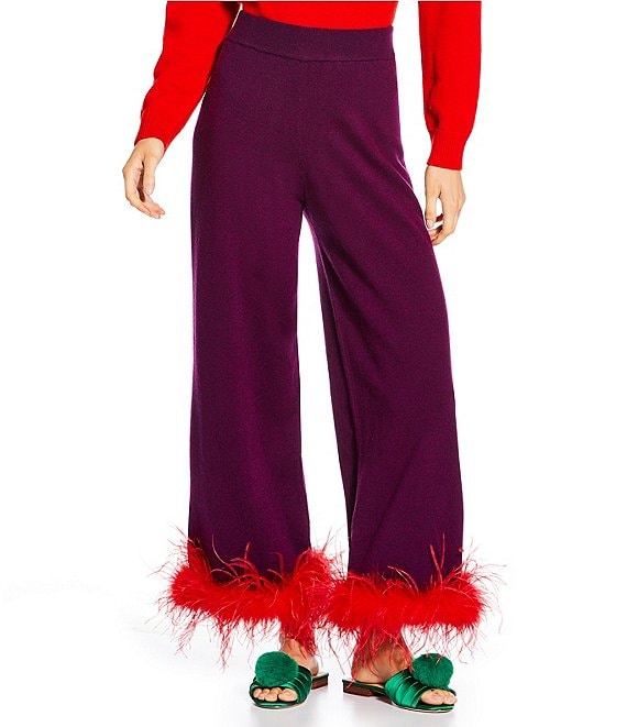 Antonio Melani x The Nat Note Chula Wool Blend Flat Front Feather Detail Coordinating Pants