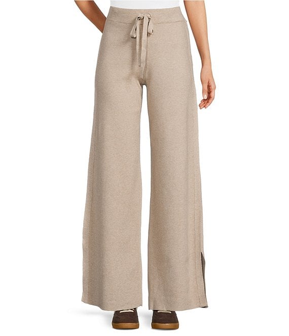 APNY Ponte Knit Coordinating Pull On Straight Leg Pants, Heather Sand - Image 1