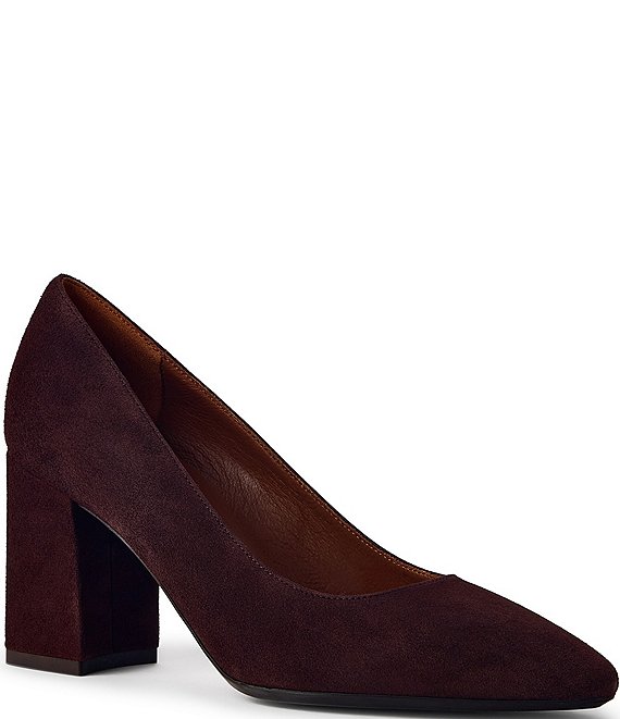 Aquatalia Peony Suede Block Heel Pumps