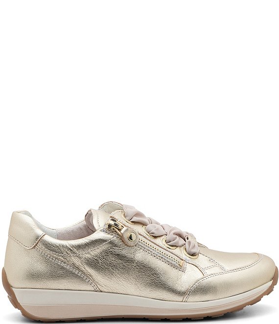 ara Ollie Metallic Leather Side Zip Sneakers | Dillard's