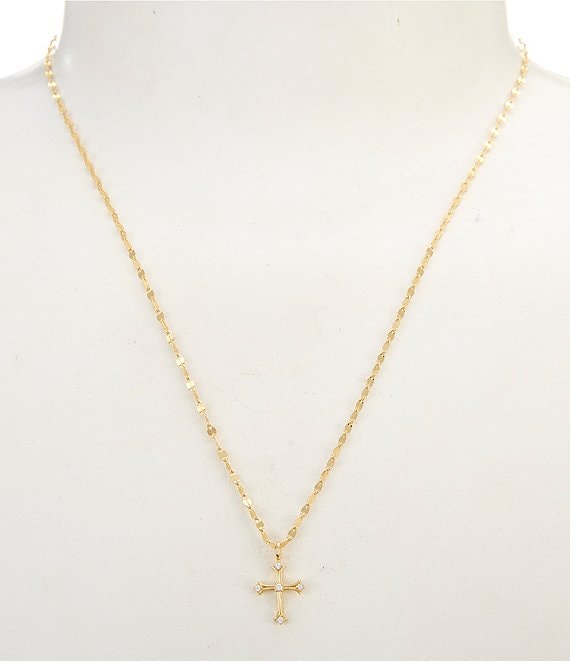 Argento Vivo CZ Cross Short Pendant Necklace