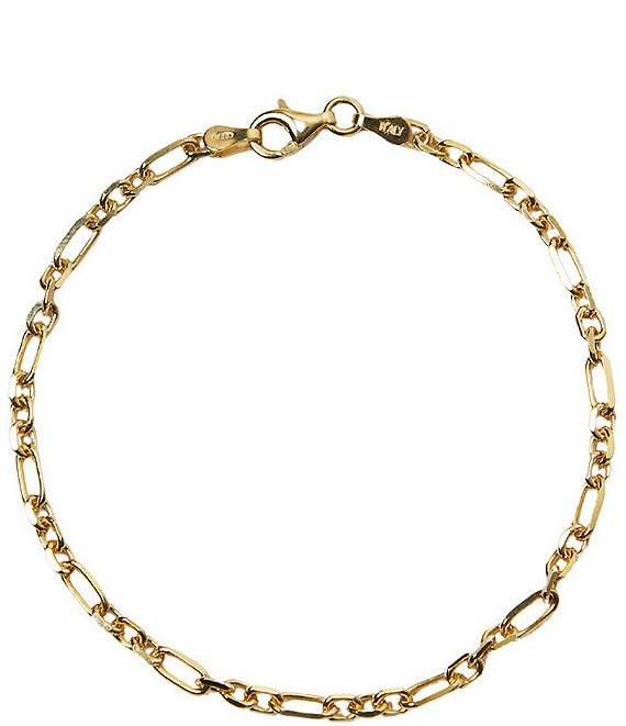 Men’s Figaro Link Chain Bracelet in 18k Gold-Plated Sterling Silver or  Sterling Silver