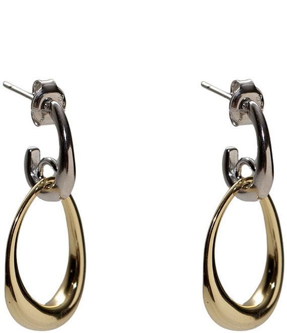 Argento Vivo Interlock Two Tone Oval Drop Earrings