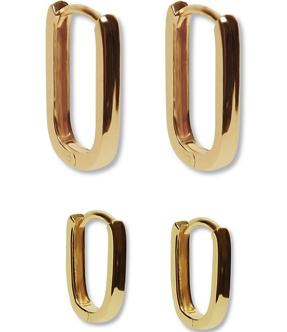Argento Vivo Oblong Hoop Earring Set