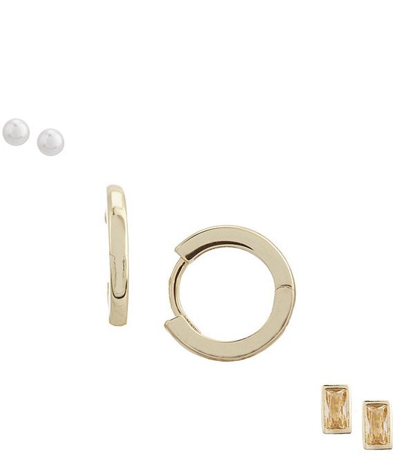 Argento Vivo Pearl Crystal Trio Stud Earring Set