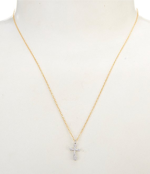 Argento Vivo Two Tone Cross Short Pendant Necklace