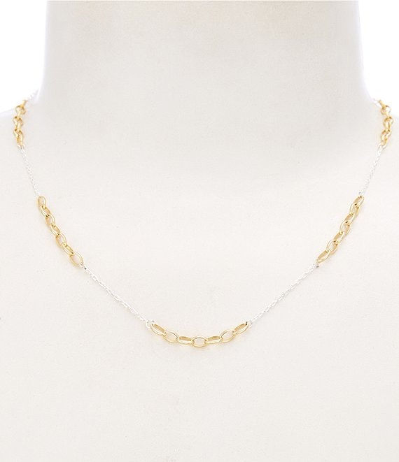 Argento Vivo Two Tone Station Link Collar Necklace