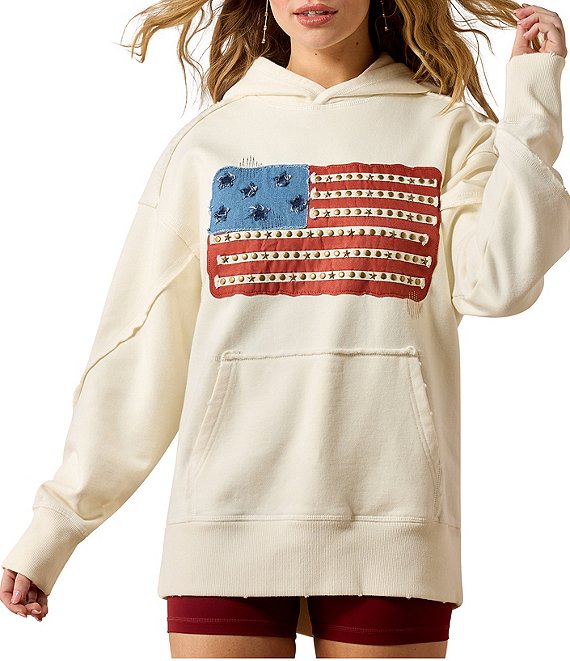 Ariat Americana Patchwork Studded Raw Edge Hoodie