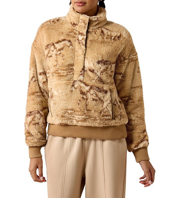 Ariat Berber Fleece Wild Horses Print High Collar Long Sleeve Sweatshirt