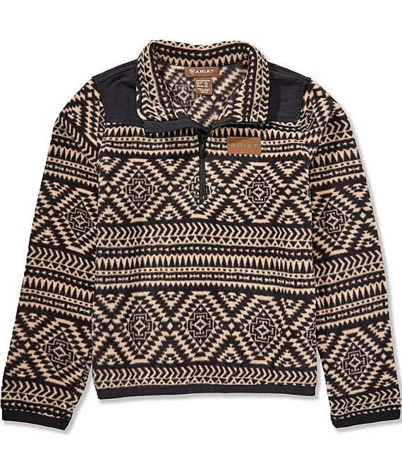 Ariat® Big Boys Long Sleeve Quarter-Zip Patterned Sweatshirt