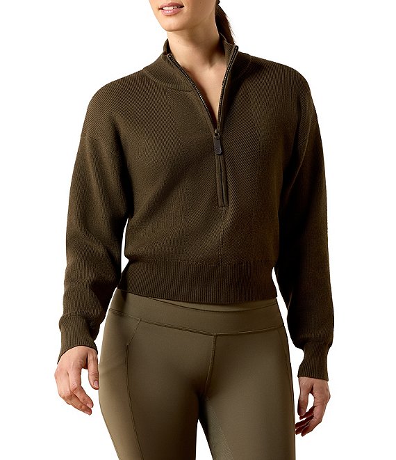 Ariat Foxleigh Ribbed Knit Mock Neck Long Sleeve Sweater Top