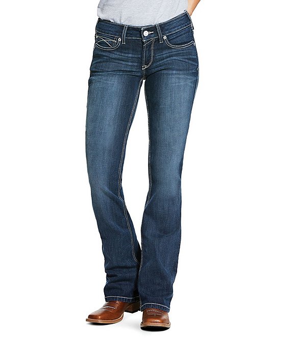 Ariat R.E.A.L Mid Rise Arrow Fit Stretch Shayla Embroidered Pocket Bootcut  Jeans | Dillard's