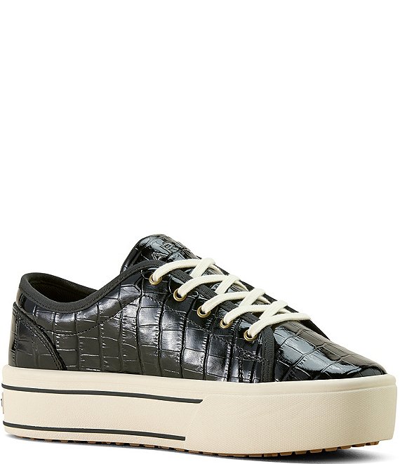 Ariat Skylar Luxe Croco Embossed Leather Lace Up Sneakers