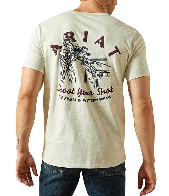 Ariat Straight Shooter Short Sleeve T-Shirt, Beige/Khaki - Image 1