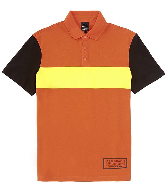 Armani Exchange Color Block Short Sleeve Polo Shirt