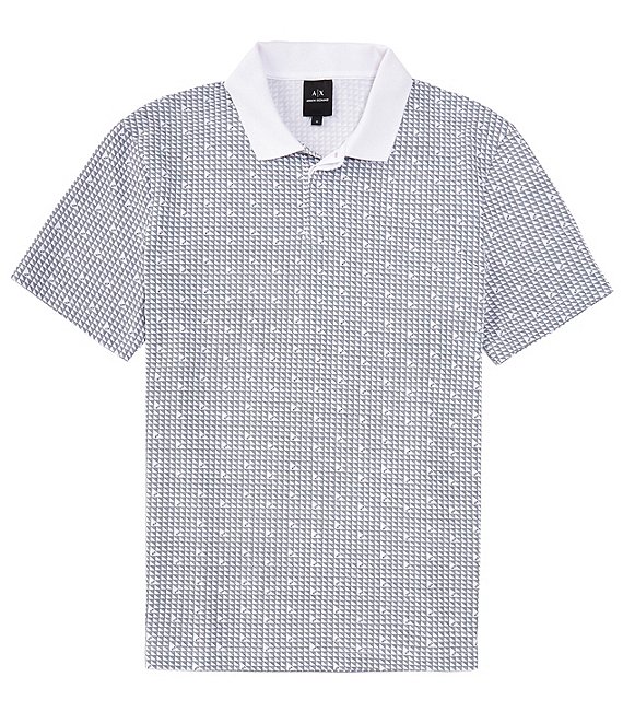 Armani Exchange Geo Print Short Sleeve Polo Shirt | Dillard's