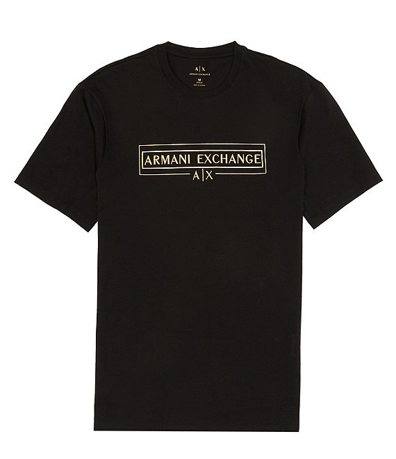 Armani Exchange Gold Metallic Box Logo Short-Sleeve Tee | Dillard's