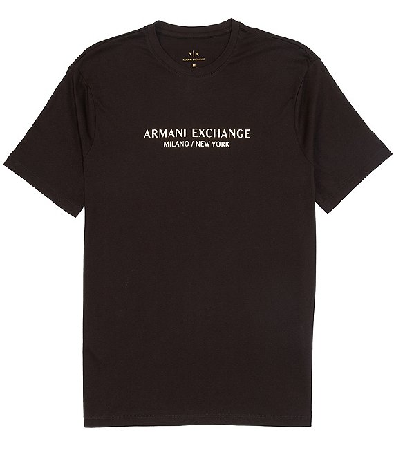 Armani Exchange Gold Milano New York Logo Short-Sleeve Tee | Dillard's
