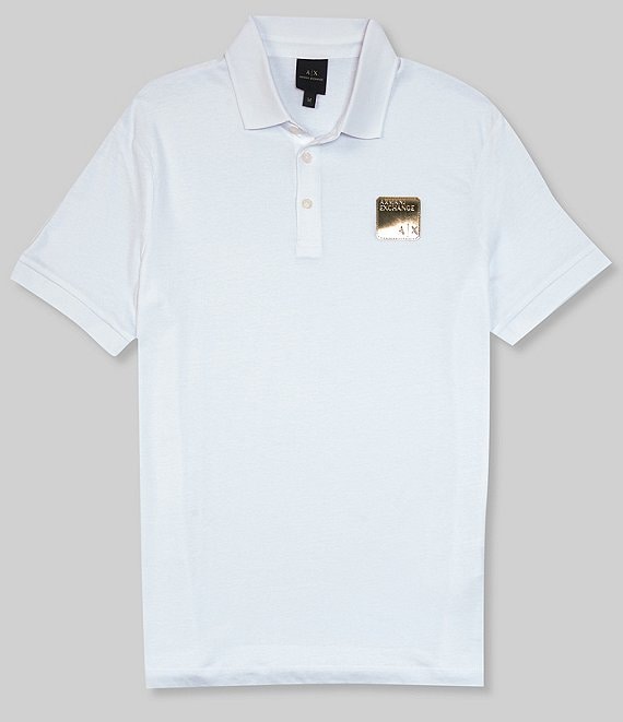 AX ARMANI EXCHANGE mens Heathered Organic Cotton Logo Patch Polo Shirt -  ShopStyle