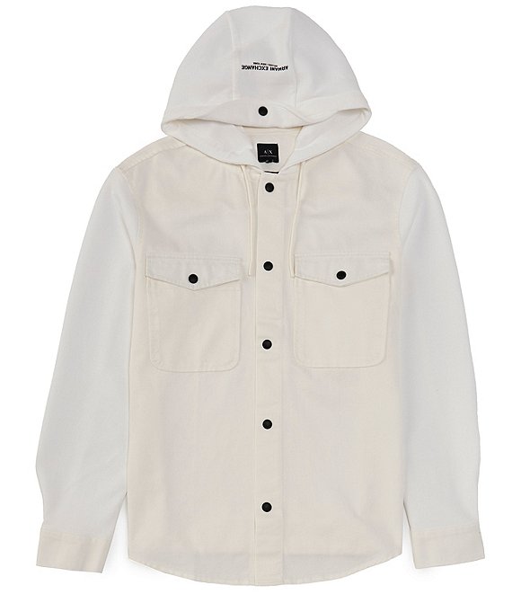 Armani Exchange Hooded Shirt Jacket | Dillard's