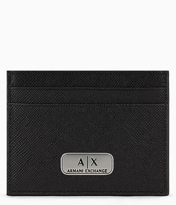 Armani Exchange Metal Logo Leather Credit Card Holder Dillard s