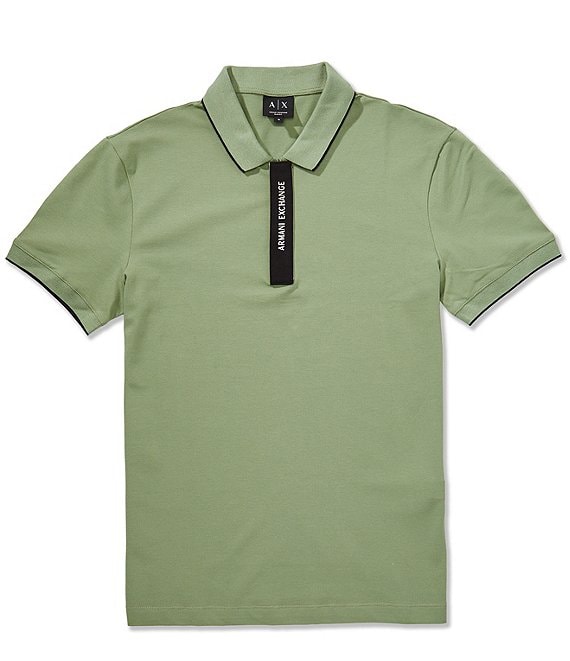 Armani Exchange Logo Placket Short Sleeve Polo Shirt
