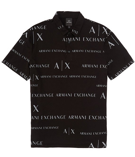 Armani Exchange Logo Print Jersey Short Sleeve Polo Shirt | Dillard's