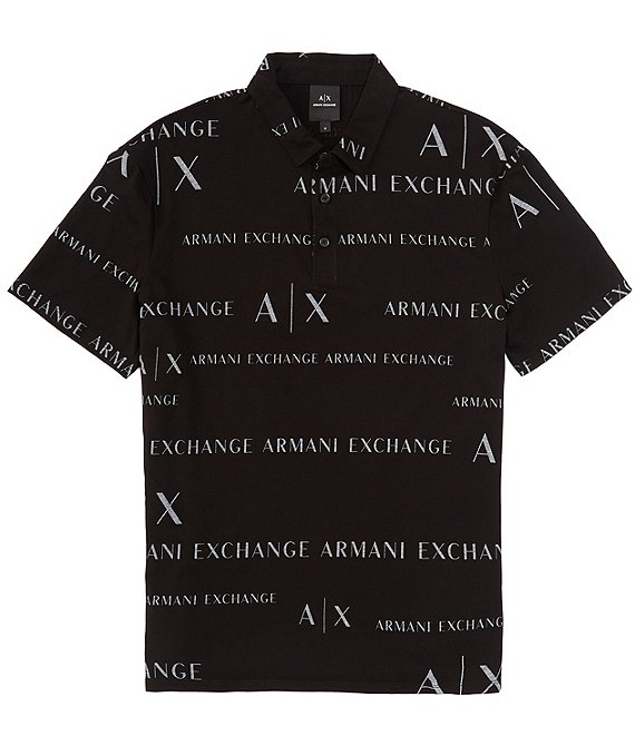 Armani Exchange Logo Print Jersey Short Sleeve Polo Shirt Dillard s