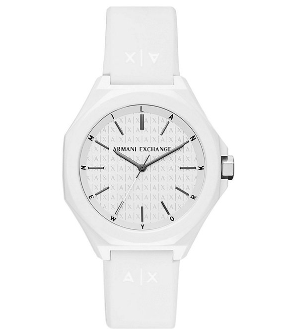 Armani Exchange Men's Andrea Three-Hand White Silicone Strap Watch ...