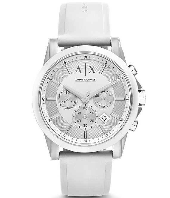 Armani Exchange Men's Banks Chronograph White Silicone Strap Watch
