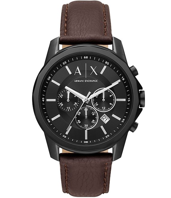 Armani Exchange Men's Chronograph Brown Leather Strap Watch | Dillard's