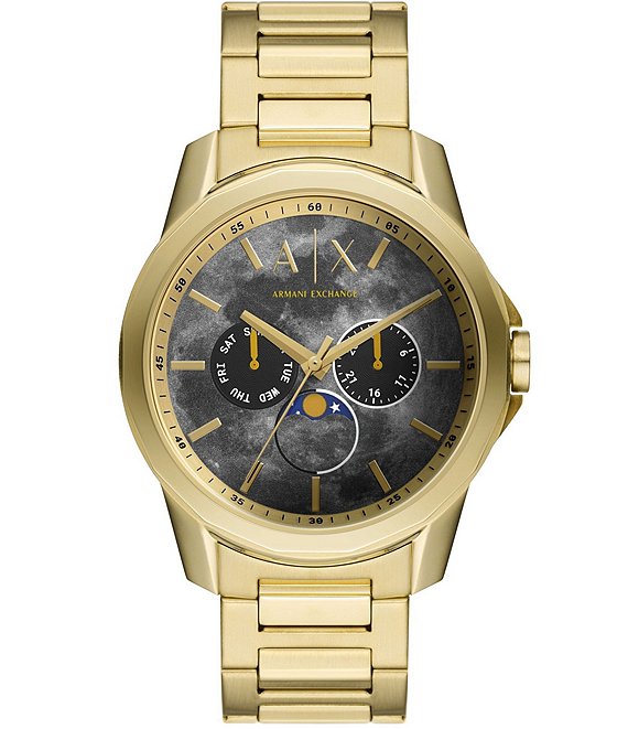 Armani Exchange Men s Moonphase Multifunction Gold Stainless Steel