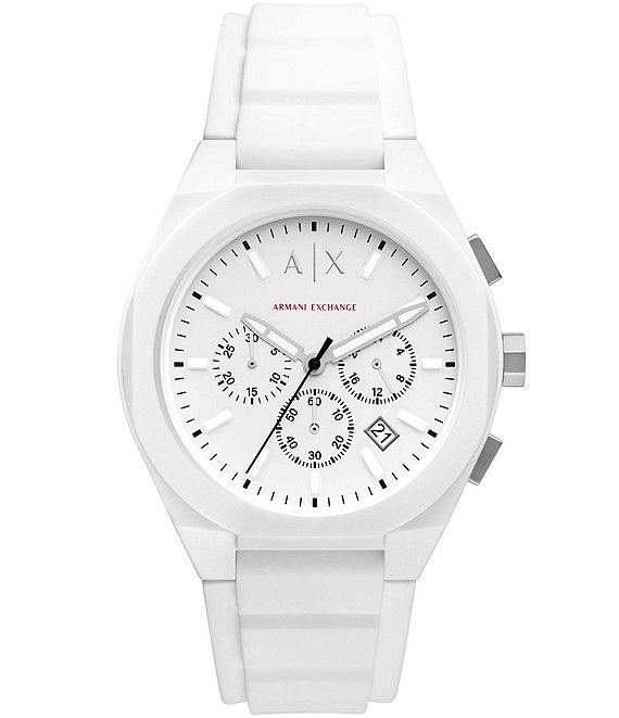 Armani Exchange Men s Rafael Chronograph White Silicone Strap