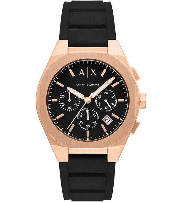 Armani Exchange Men's Sync Rd. Quartz Chronograph Black Silicone Watch, Black - Image 1