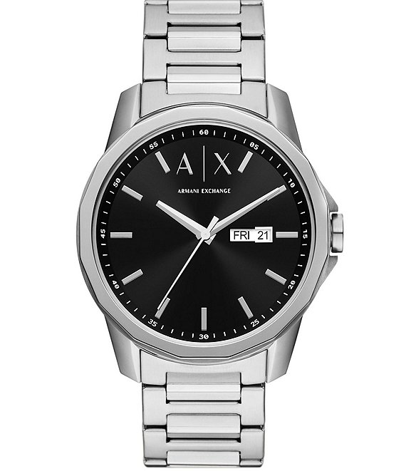 Armani exchange men's silver best sale stainless steel bracelet watch