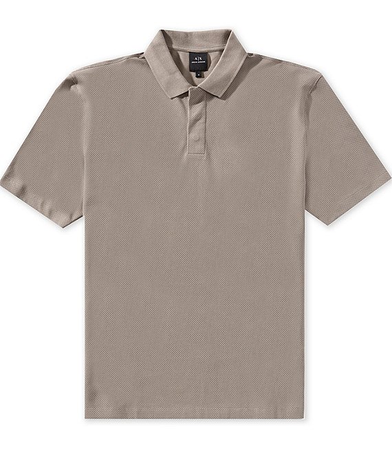 Armani Exchange Pattern Stretch Pique Short Sleeve Polo Shirt