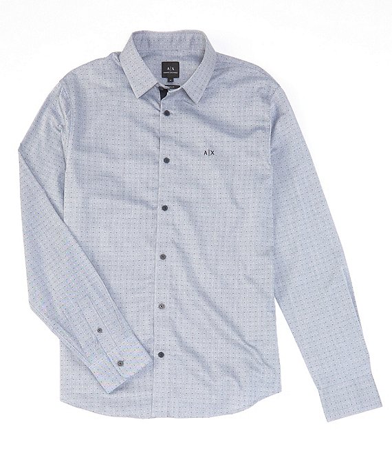 Armani Exchange Mini Dot Pattern Long-Sleeve Woven Shirt | Dillard's