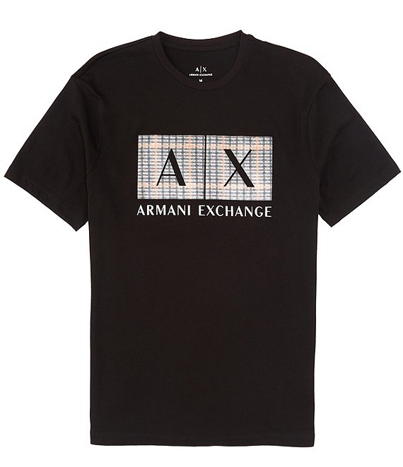 Armani Exchange Plaid Box Logo Short Sleeve T-Shirt | Dillard's