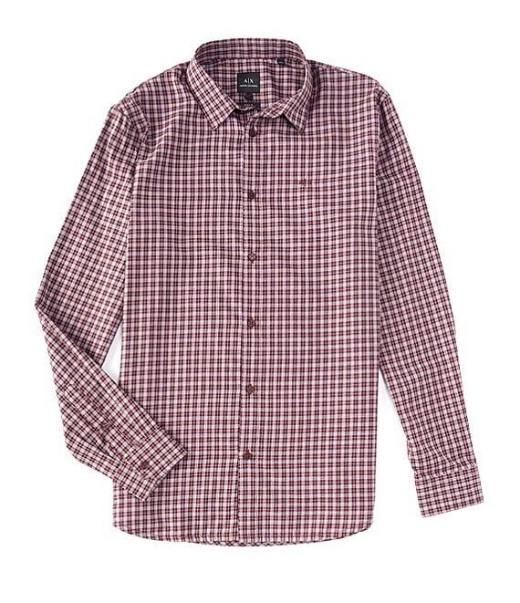 Armani Exchange Plaid Pattern Long-Sleeve Woven Shirt