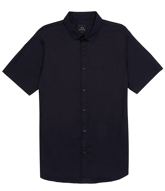 Armani Exchange Slim Fit AX Logo Short Sleeve Woven Shirt | Dillard's