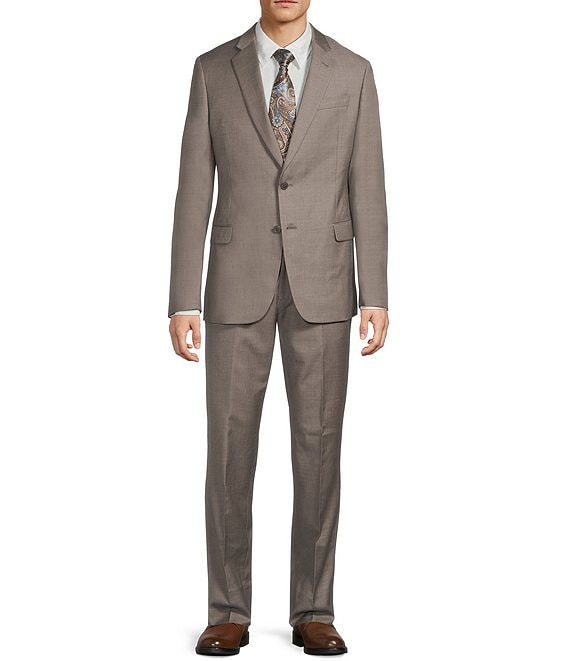 Armani Exchange Slim Fit Flat Front 2-Piece Suit, Dark Beige - Image 1