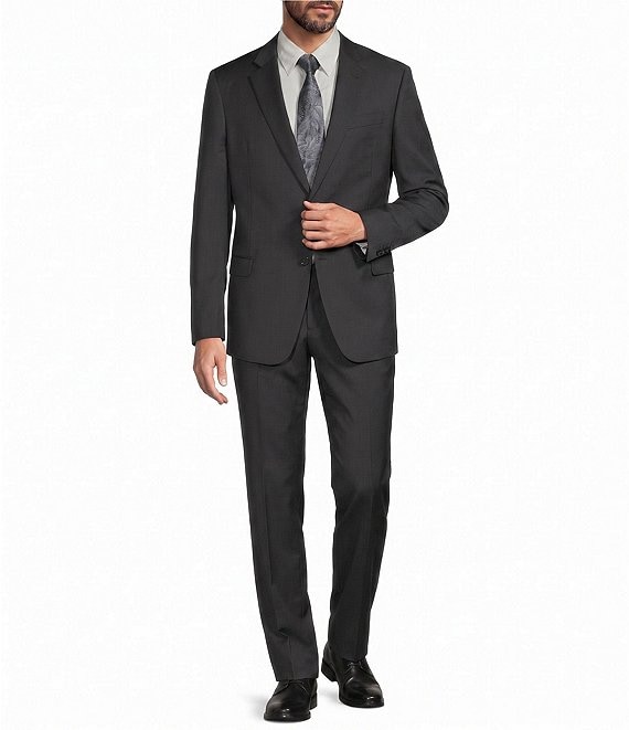 Armani Exchange Slim Fit Flat Front Solid 2-Piece Suit