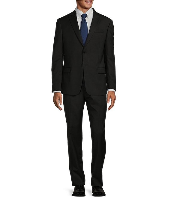 Armani Exchange Slim Fit Flat Front Textured Solid 2-Piece Suit | Dillard's