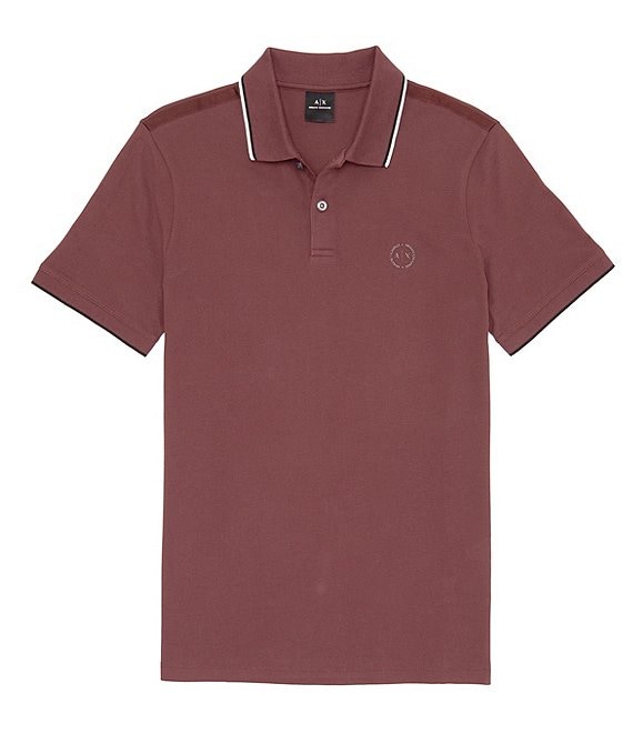 Armani Exchange Striped Collar Short Sleeve Polo Shirt | Dillard's