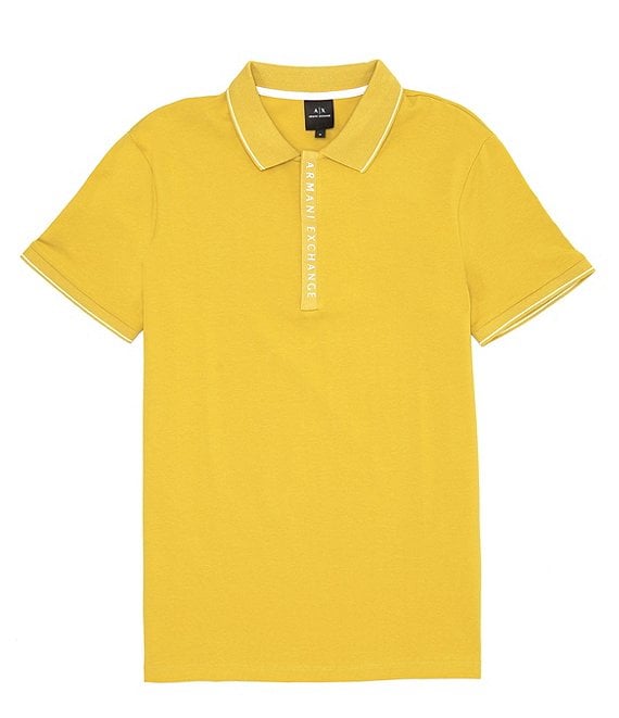 Armani Exchange Slim-Fit Zip Placket Short-Sleeve Polo Shirt | Dillard's