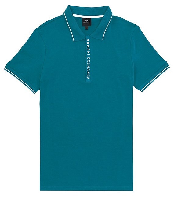 spons Natuur Pygmalion Armani Exchange Slim-Fit Zipper Logo Short-Sleeve Polo Shirt | Dillard's