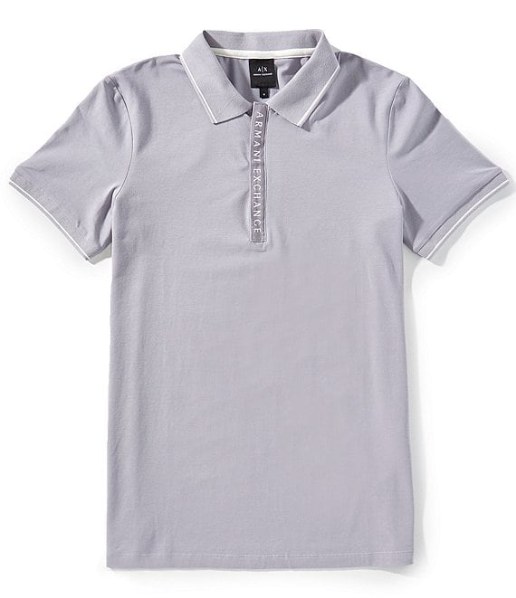 Armani Exchange Slim Fit Zipper Logo Short Sleeve Polo Shirt