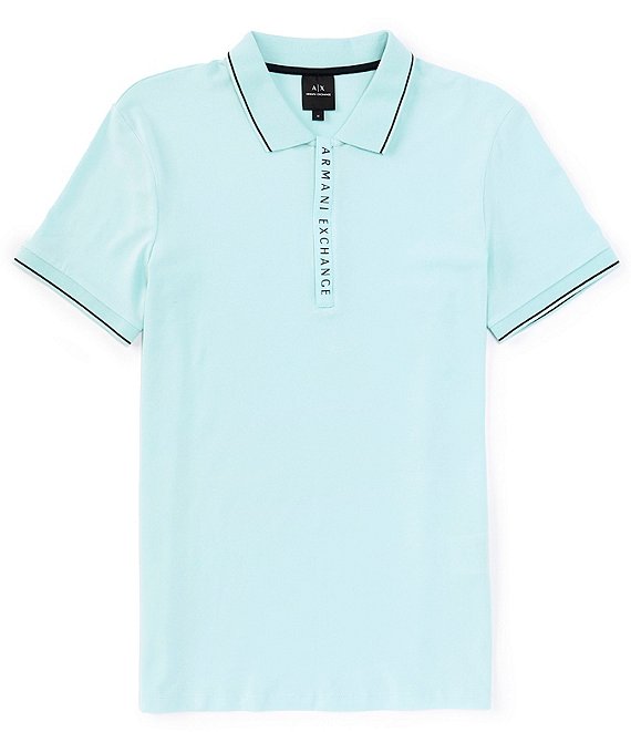 Armani Exchange Slim Fit Zipper Logo Short Sleeve Polo Shirt | Dillard's